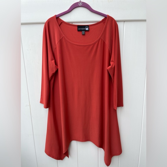 Antthony Orange Sharkbite-Hem Casual Tunic Top size X-Large - Picture 6 of 9
